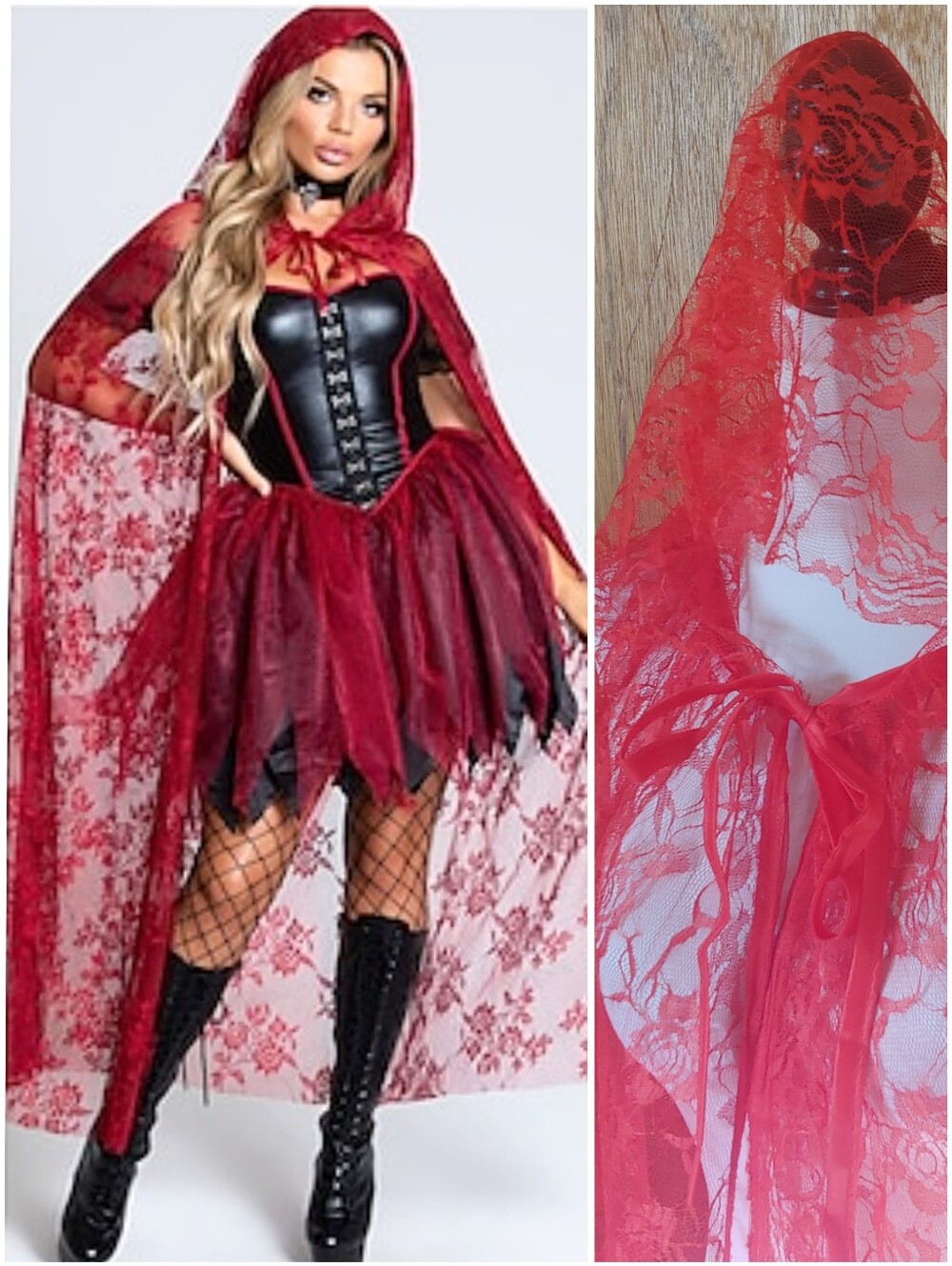 Regent Productions Red Lace Cape Halloween Little Red Riding Hood Cloak Costume